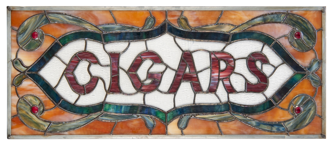  Stained Glass Cigar Store Sign. Stained glass sign advertis...