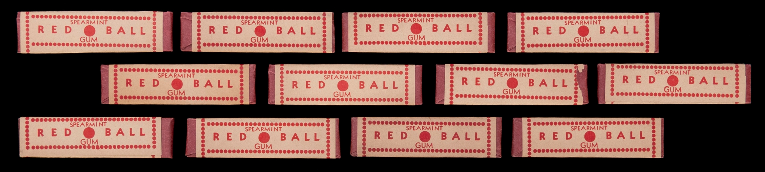  Red Ball Spearmint Gum Lot (12 Sticks). [Chicago]: [Red Bal...