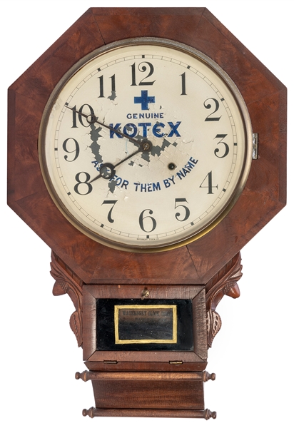  Kotex Advertising Clock. Waterbury, CT: Waterbury Cock Co.,...