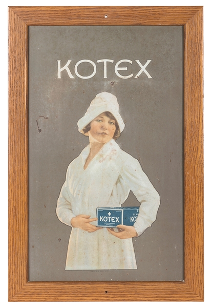  Kotex Sign with Nurse in Frame. Circa 1930s. Tin advertisin...