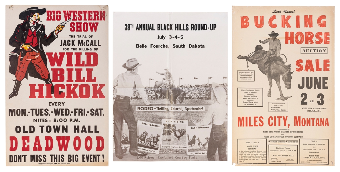  [RODEO/WESTERN]. Group of three posters. American, v.d (mid...