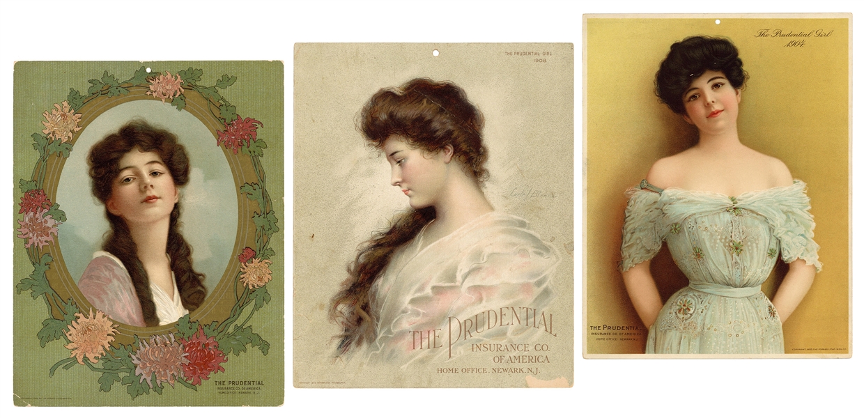  Trio of “Prudential Girl” Insurance calendars. Boston: Forb...