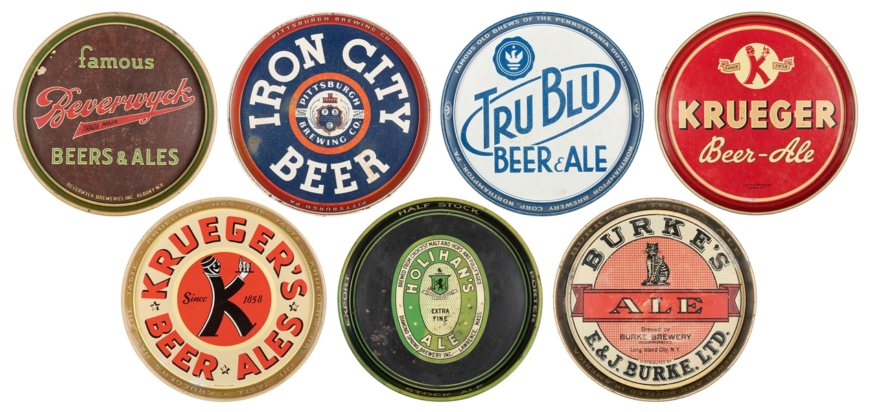  Seven Beer Advertising Serving Trays. Eight trays from brew...