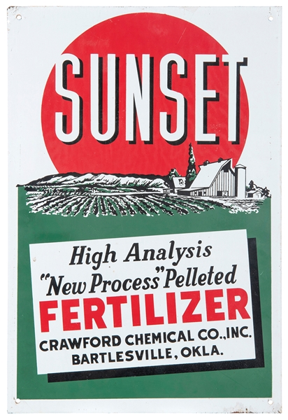  Sunset Fertilizer metal advertising sign. Metal advertising...