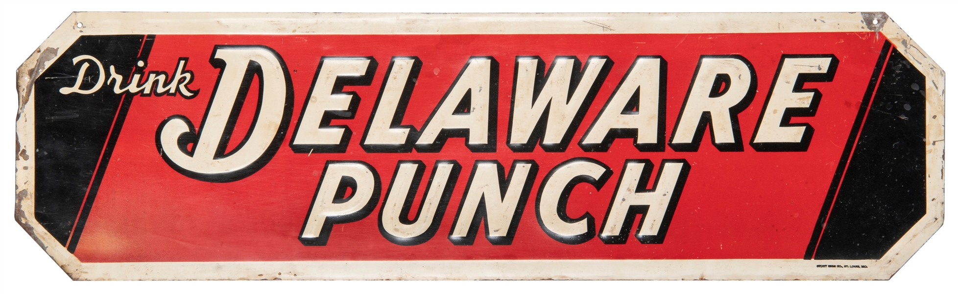  Delaware Punch embossed metal sign. St. Louis: Stout Sign C...