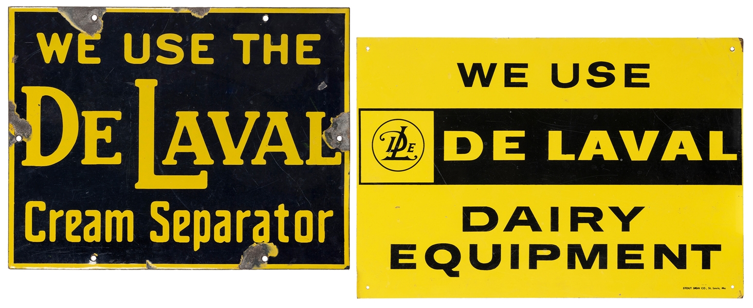  De Laval dairy equipment. Group of 2 signs. [St. Louis: Sto...