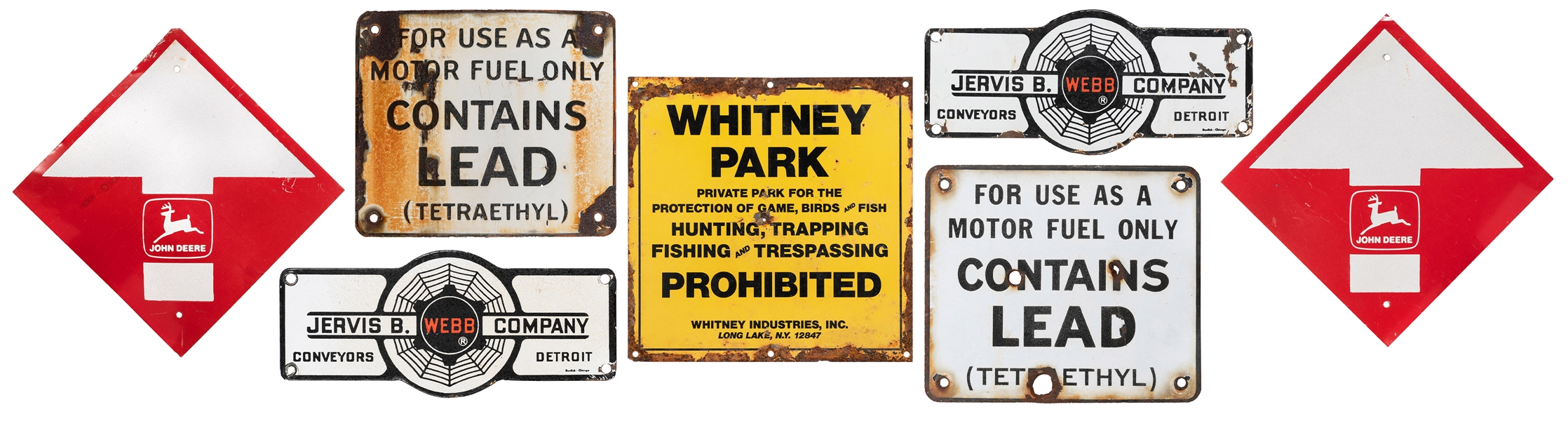  Group of 7 smaller industrial and outdoor metal signs. [V.p...