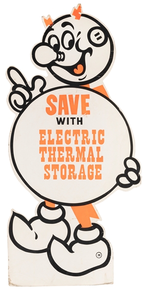  Save with Electrical Thermal Storage sign. Large figural si...