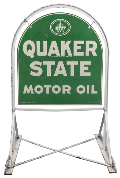  Quaker State Motor Oil large double-sided sign on original ...