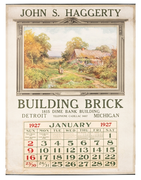  John S. Haggerty Building Brick large hanging wall calendar...