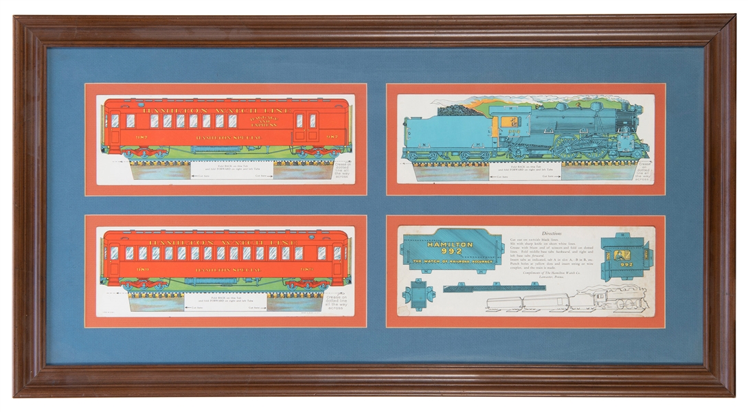  Hamilton Watches WWII-era paper train cut-out toy. [New Yor...