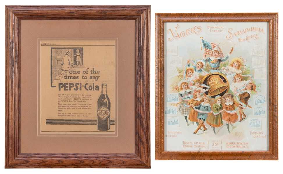  Two early soda advertisements. Including: Yager’s Compound ...