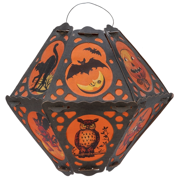  Die-cut paper hexagonal Halloween lantern. [Germany: ca. 19...