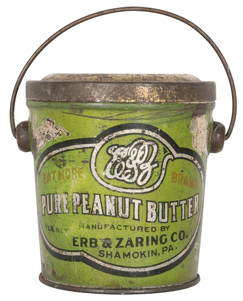  Erb & Zaring antique peanut butter tin with handle. Shamoki...