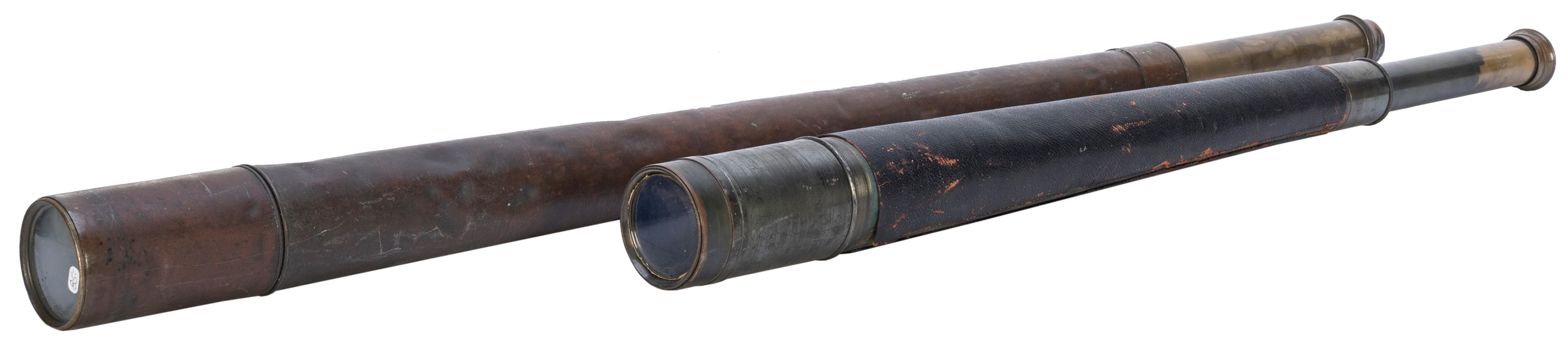  Two WWI-era portable long telescopes. Including: Brass tele...