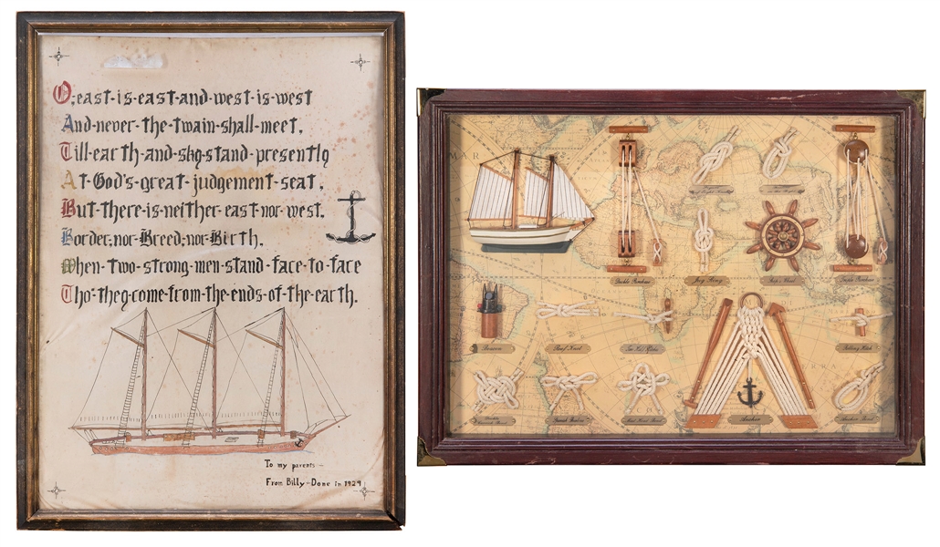  Two nautically-themed framed items. Including: Framed shado...