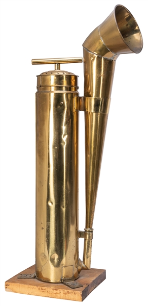  Ship’s foghorn. [N.p., n.d. ca. 1940s-1950s]. Brass foghorn...