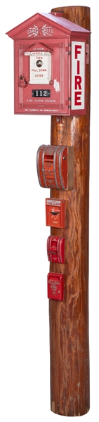  Group of 4 “Pull-Down” fire alarms and a fire alarm box, al...