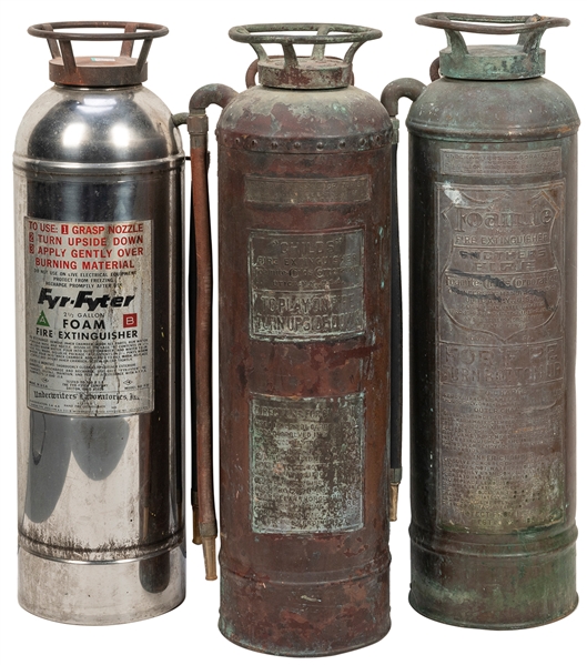  Group of 3 vintage fire extinguishers. Including: “Childs” ...