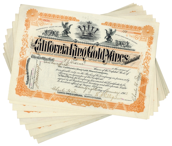  The California King Gold Mines Company Stock Certificates (...