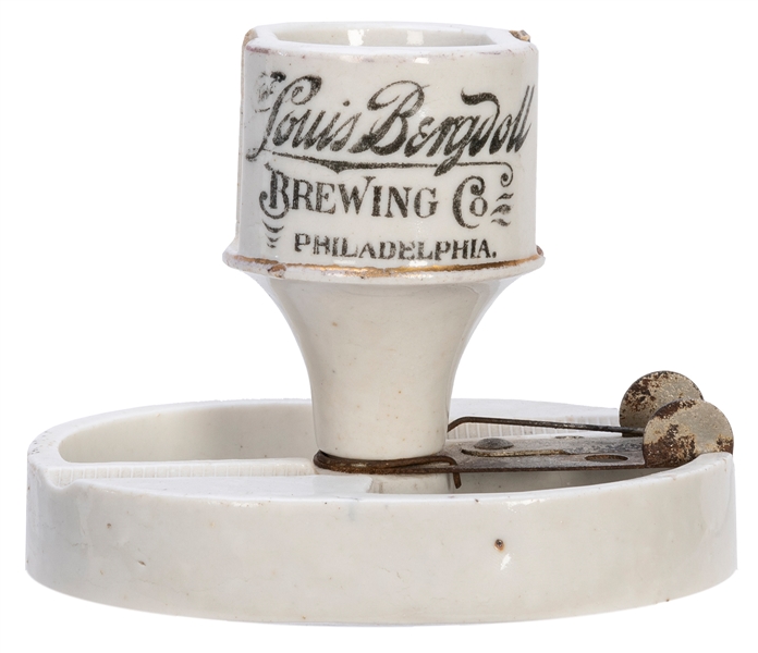 Louis Bergdoll Brewing Co. Protiwiner Export Porcelain Cigarette Striker and Cutter. 