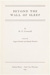  LOVECRAFT, Howard Phillips (1890–1937). Beyond the Wall of ...