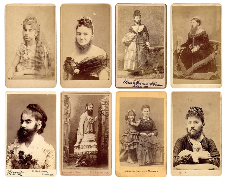  [BEARDED LADIES] Eight Bearded Lady CDV Portraits. Circa 18...