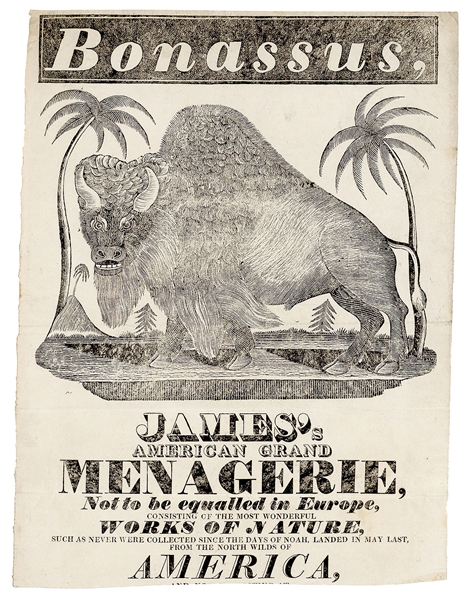  Bonassus. [London], ca. 1821. Letterpress broadside (trimme...