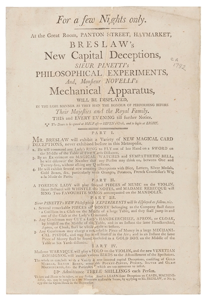  BRESLAW, Philip (1726 – 1803). Breslaw’s New Capital Decept...