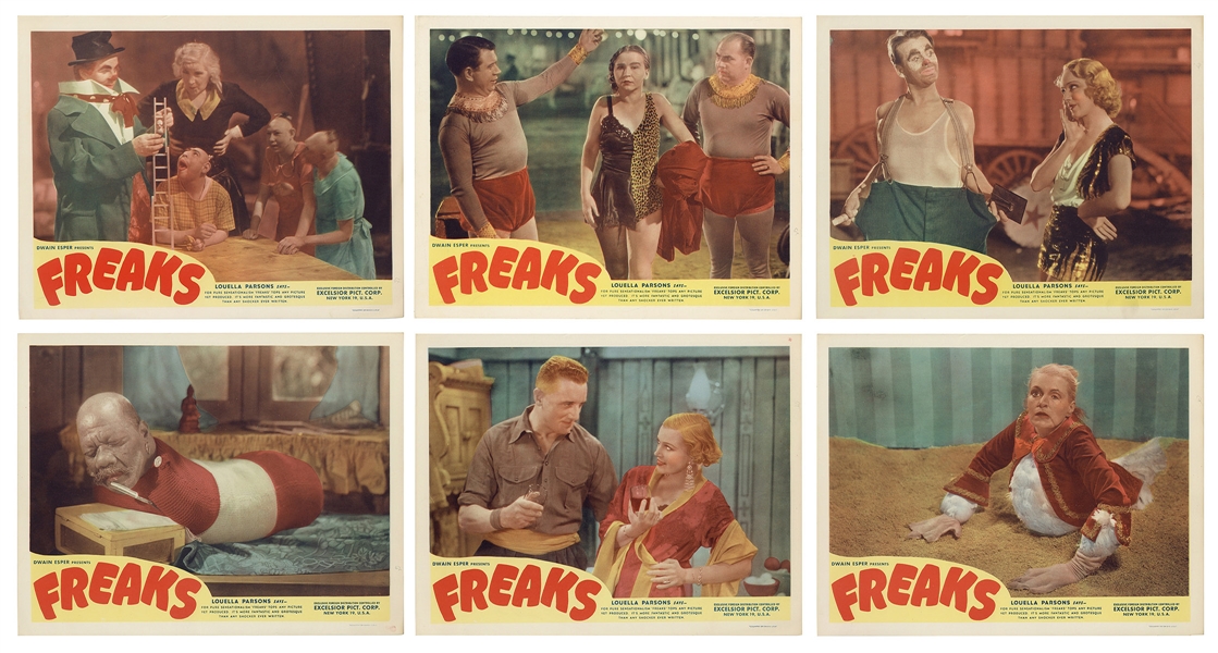  FREAKS Lobby Cards. Excelsior, R-1959. Six (of eight) cards...