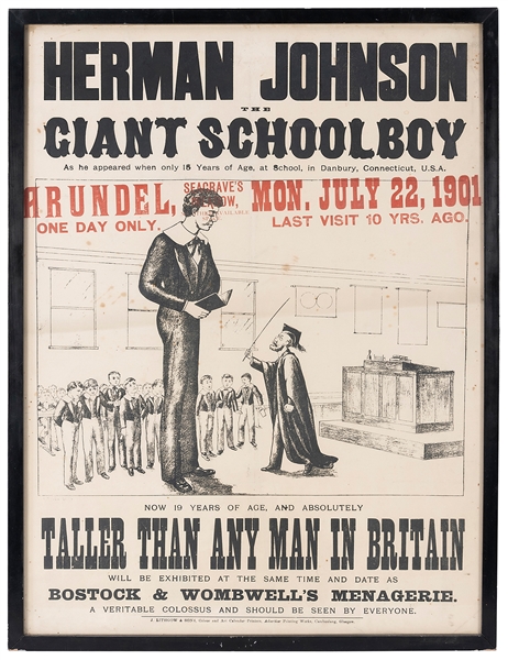  JOHNSON, Herman. The Giant Schoolboy. Taller than Any Man i...