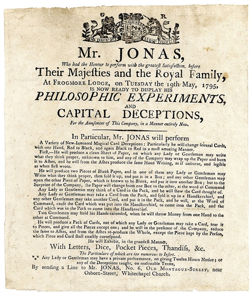  JONAS, Phillip [?]. Mr. Jonas. Philosophic Experiments and ...