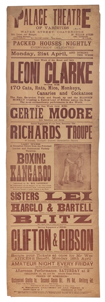  [KANGAROO] Palace Theatre of Varieties. Boxing Kangaroo. Ci...