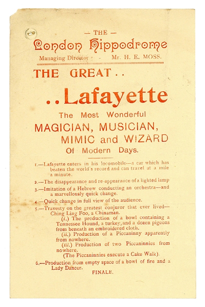  LAFAYETTE (Sigmund Neuberger). The Great Lafayette. The Mos...