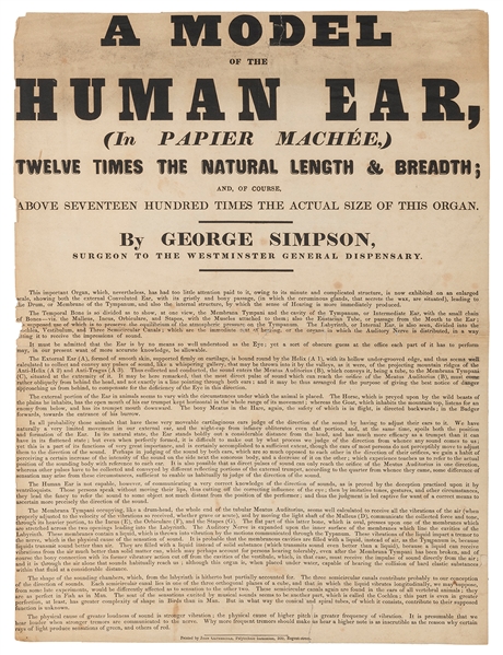  [ANATOMICAL MODEL] Simpson, George (1805 – 67). A Model of ...