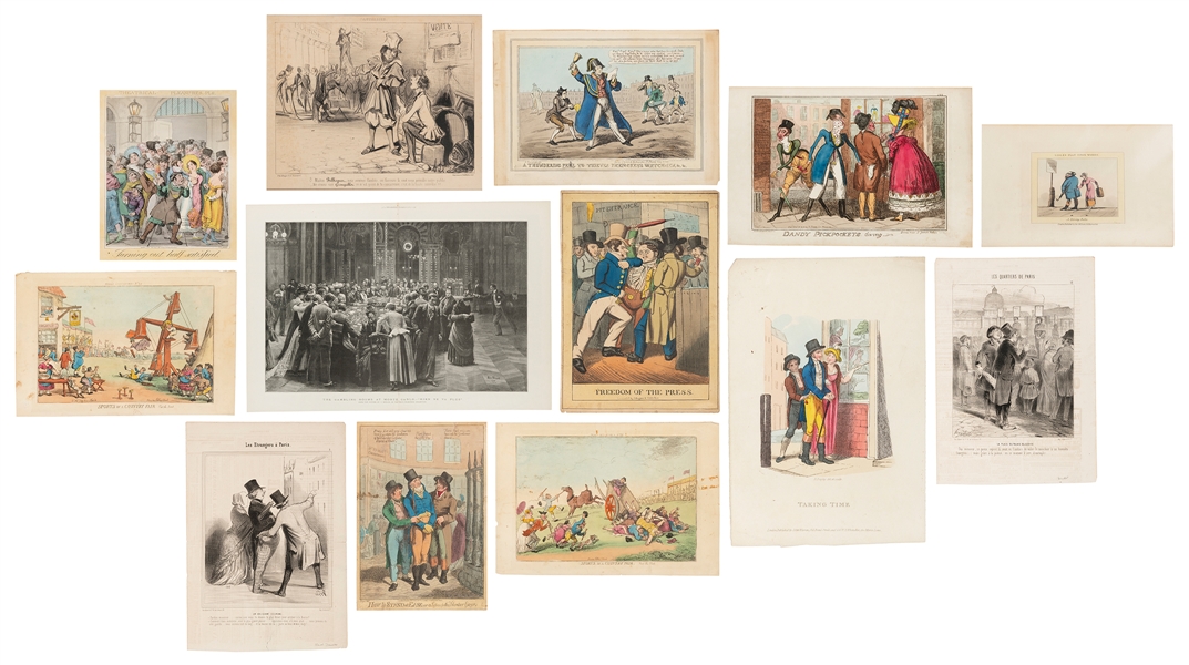  [PICKPOCKETS] A Group of 13 Prints Depicting Pickpockets in...