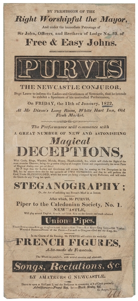  PURVIS, Billy (1784 – 53). Purvis The Newcastle Conjuror. [...