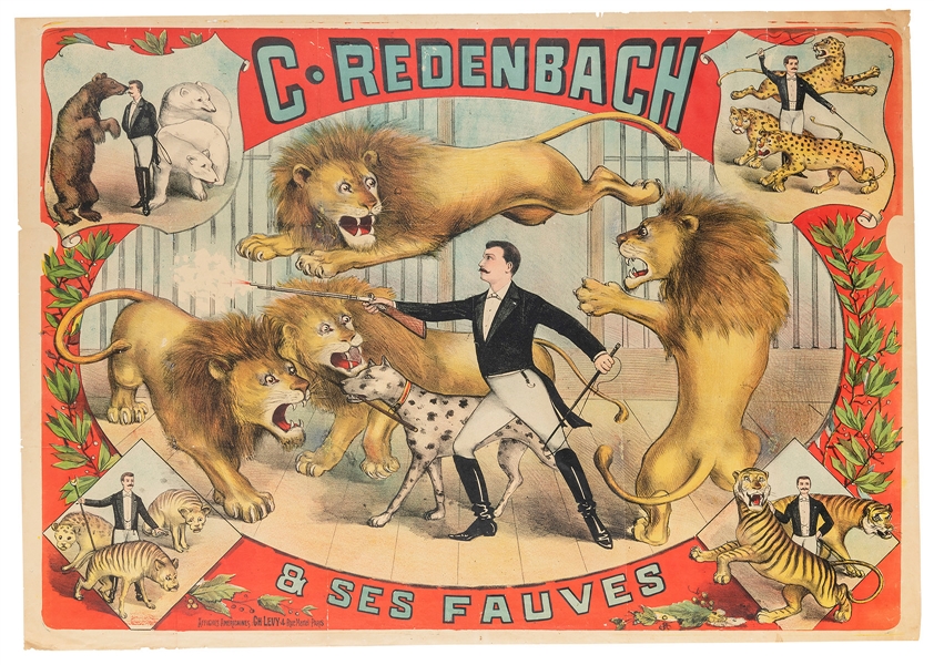  THE CANINE LION TAMER AND HIS MASTER. REDENBACH, C. C. Rede...