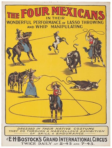  [ROPING] The Four Mexicans. Circa 1925. Quarter sheet litho...