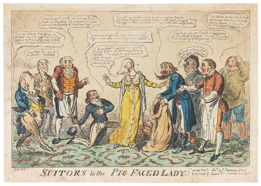  CRUIKSHANK, George (1792 – 1878). Suitors to the Pig Faced ...