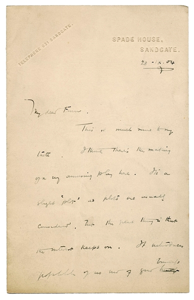  WELLS, H.G. (1866–1946). Autograph letter signed (“H.G.”) t...