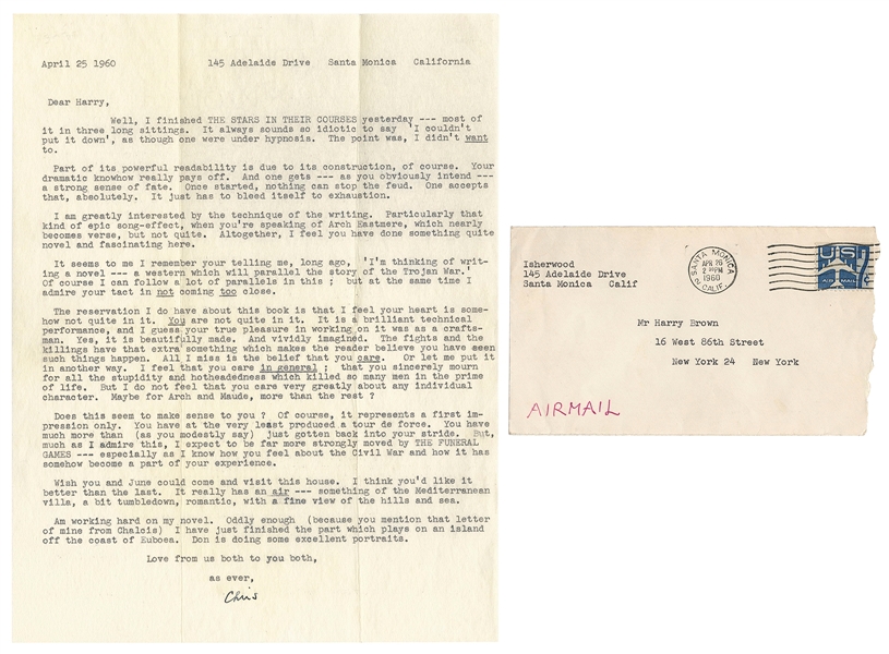  ISHERWOOD, Christopher (1904–1986). Typed letter signed (“C...