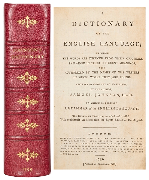  JOHNSON, Samuel (1709–1784). A Dictionary of the English La...