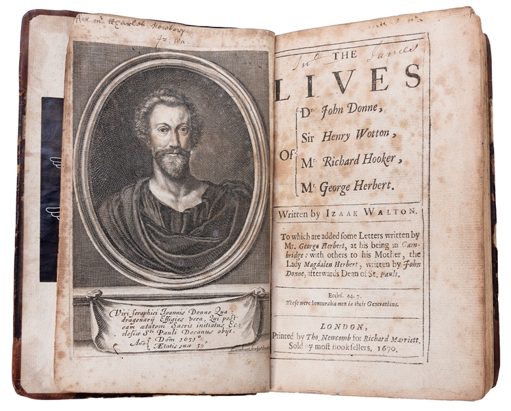  WALTON, Izaak (1593–1683). The Lives of Dr. John Donne, Sir...