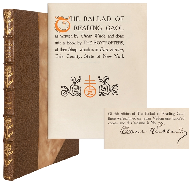  WILDE, Oscar (1854–1900). The Ballad of Reading Gaol. East ...