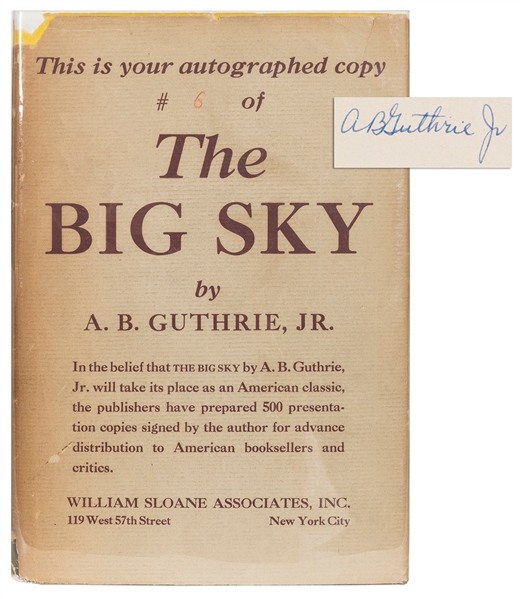  [WESTERN AMERICAN FICTION]. GUTHRIE, Alfred B., Jr. (1901–1991). The...