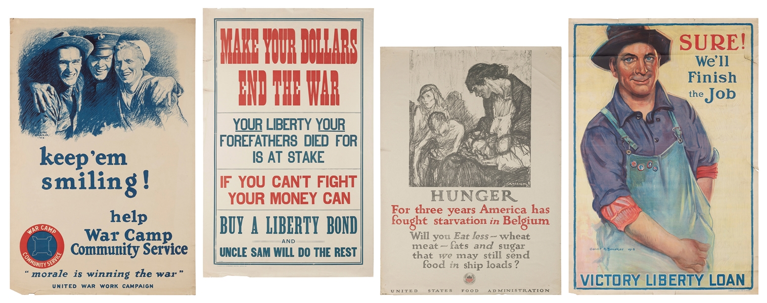  A group of 4 WWI war bond posters. [V.p., ca. 1917-1918]. F...