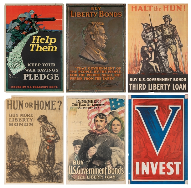  [WORLD WAR I]. Group of 6 American posters. Six Liberty Loa...