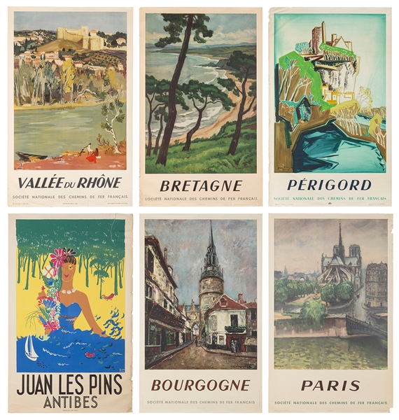  Group of six French travel posters. 1950s. Group includes: ...