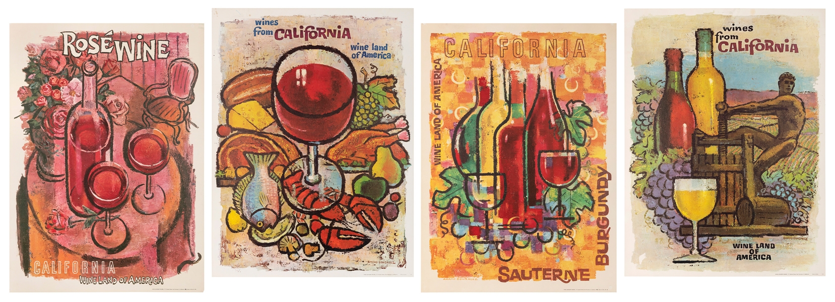  GONZALEZ, Amado (1913 – 2007). California Wine Land posters...